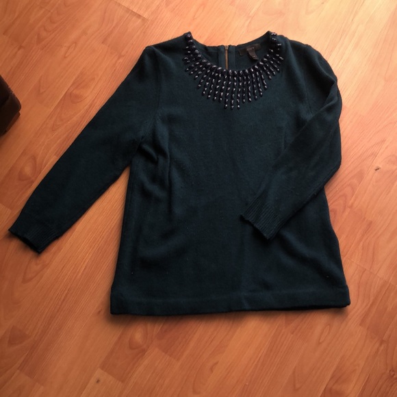 Jewel collar wool/rabbit hair blend sweater - Picture 4 of 8